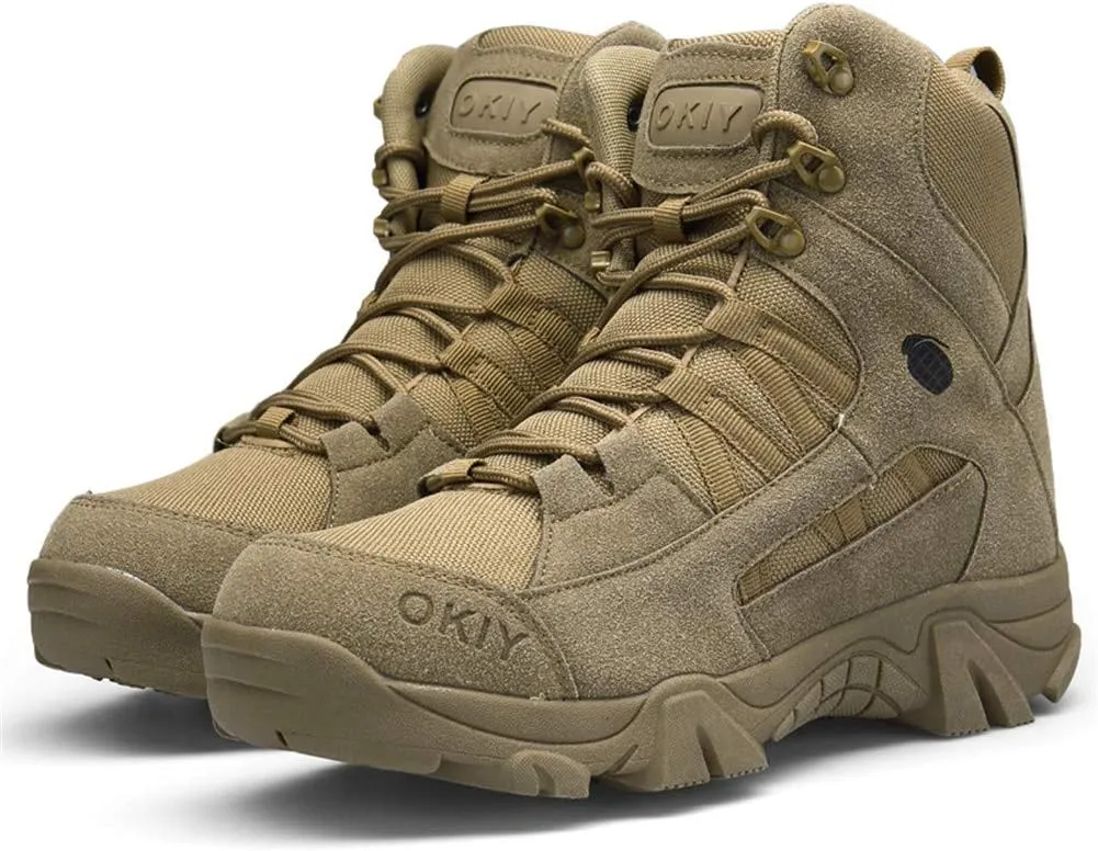Men's Military and Tactical Combat Ankle Boots Lace up and Zipper Bootie Casual Outdoor Hiking Hunting Shoes Police Training Oxfords