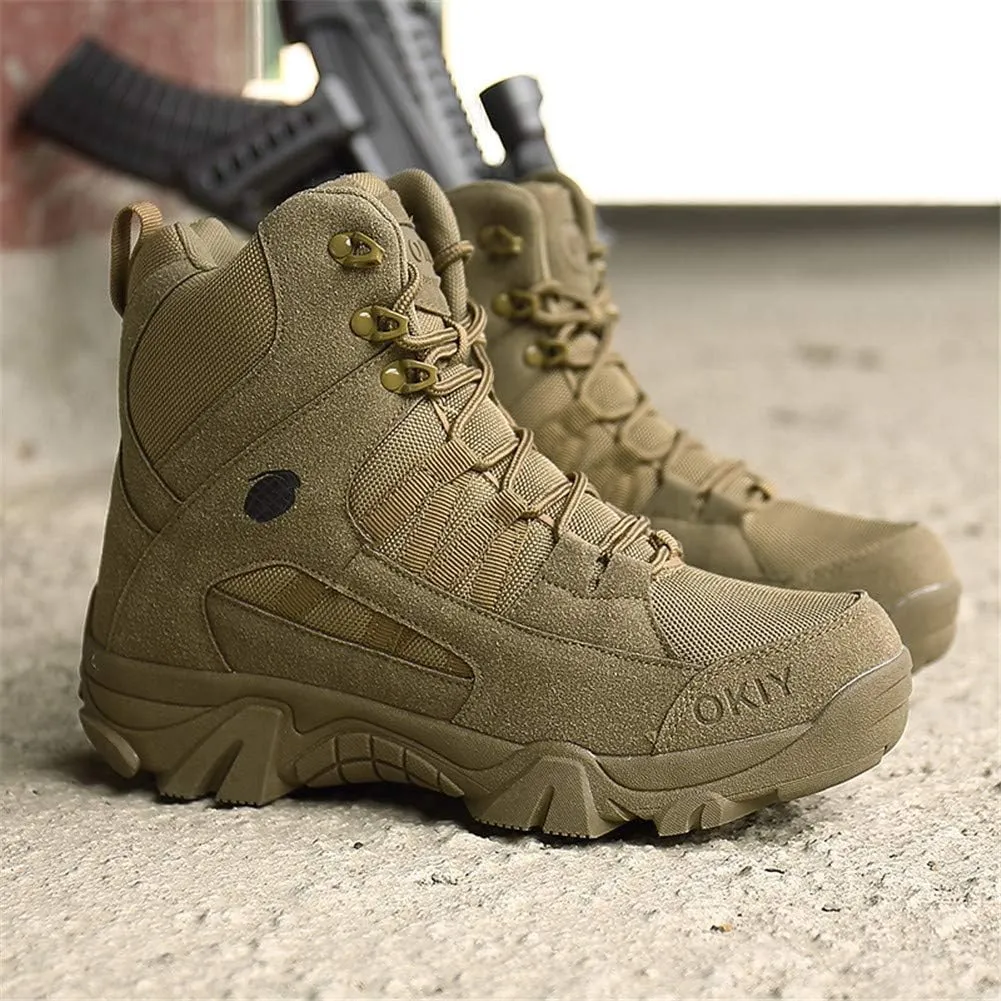 Men's Military and Tactical Combat Ankle Boots Lace up and Zipper Bootie Casual Outdoor Hiking Hunting Shoes Police Training Oxfords