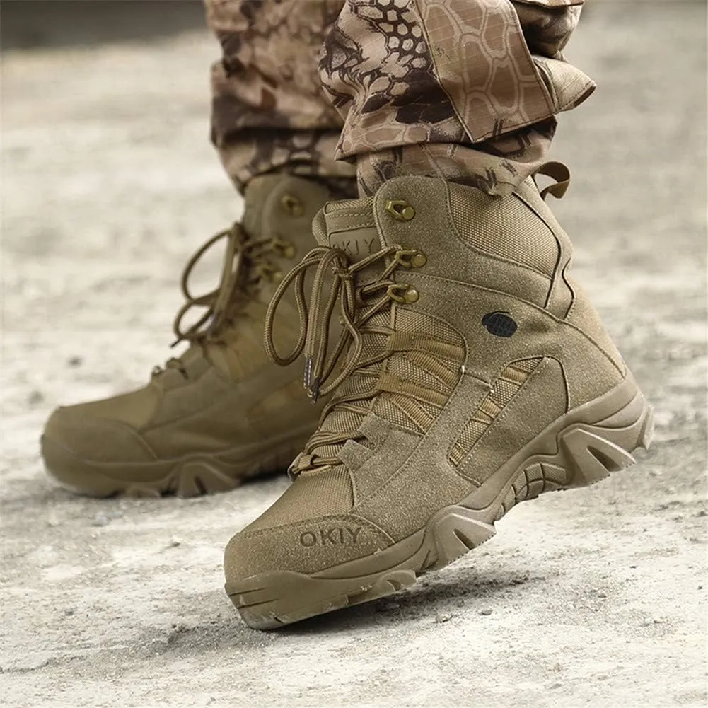 Men's Military and Tactical Combat Ankle Boots Lace up and Zipper Bootie Casual Outdoor Hiking Hunting Shoes Police Training Oxfords