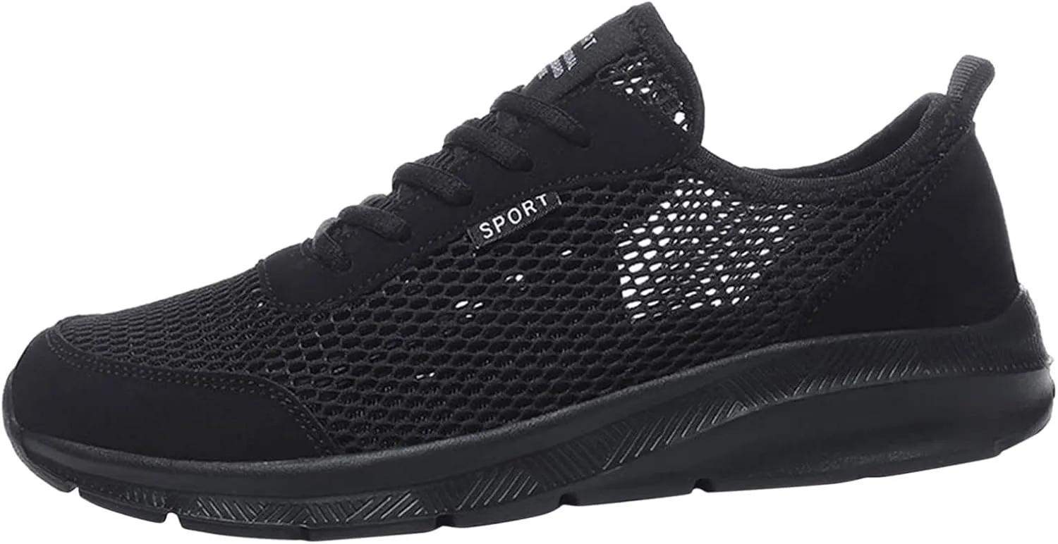 Mens Non Slip Walking Sneakers Lightweight Breathable Slip on Running Shoes Athletic Gym Tennis Shoes for Men