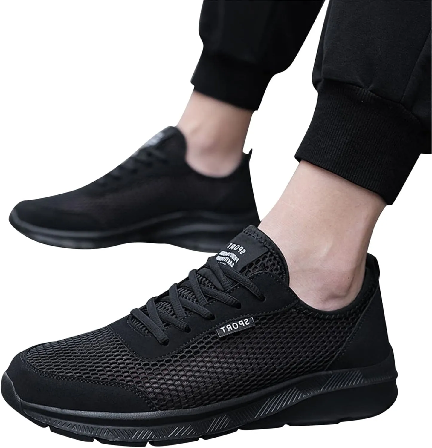 Mens Non Slip Walking Sneakers Lightweight Breathable Slip on Running Shoes Athletic Gym Tennis Shoes for Men