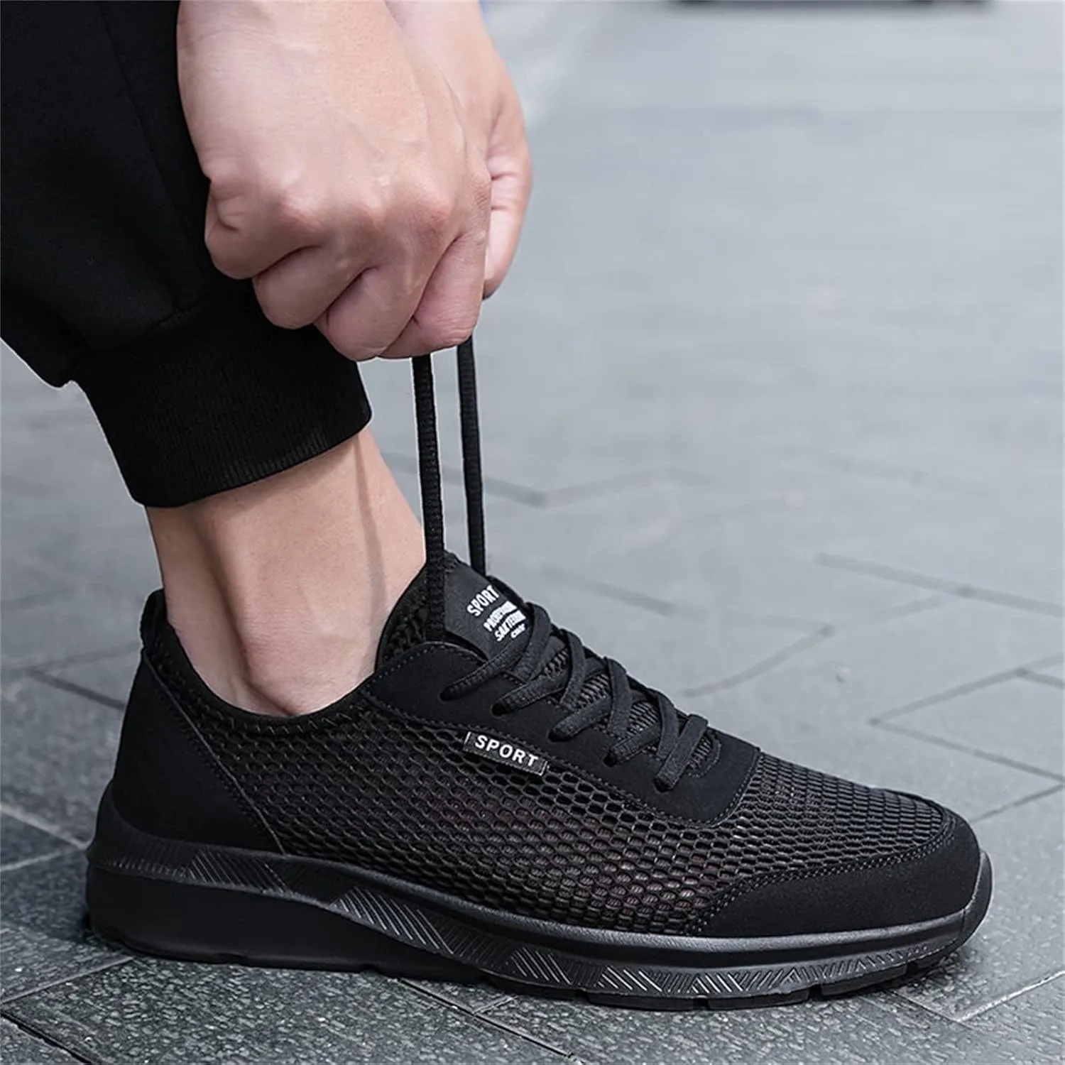 Mens Non Slip Walking Sneakers Lightweight Breathable Slip on Running Shoes Athletic Gym Tennis Shoes for Men