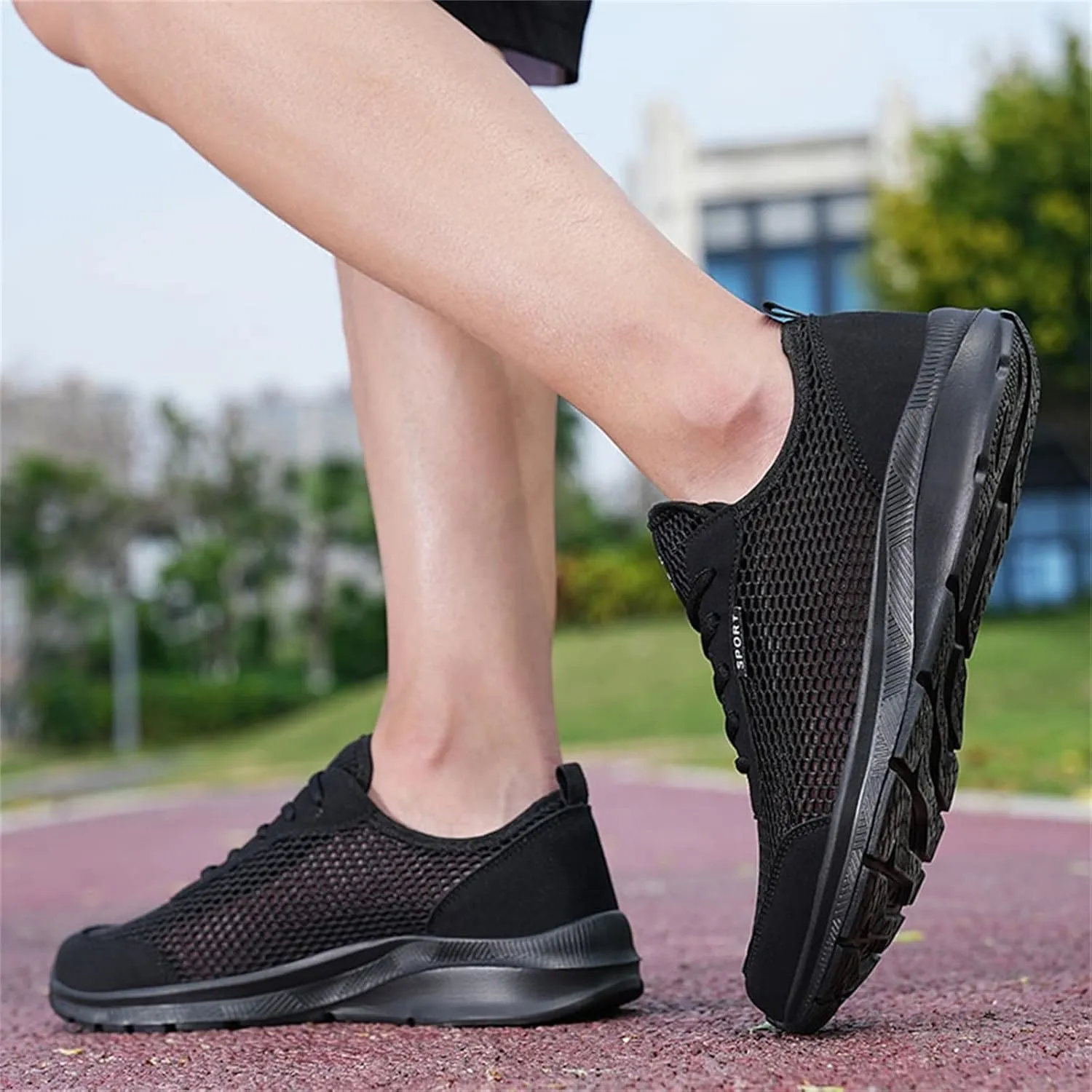 Mens Non Slip Walking Sneakers Lightweight Breathable Slip on Running Shoes Athletic Gym Tennis Shoes for Men