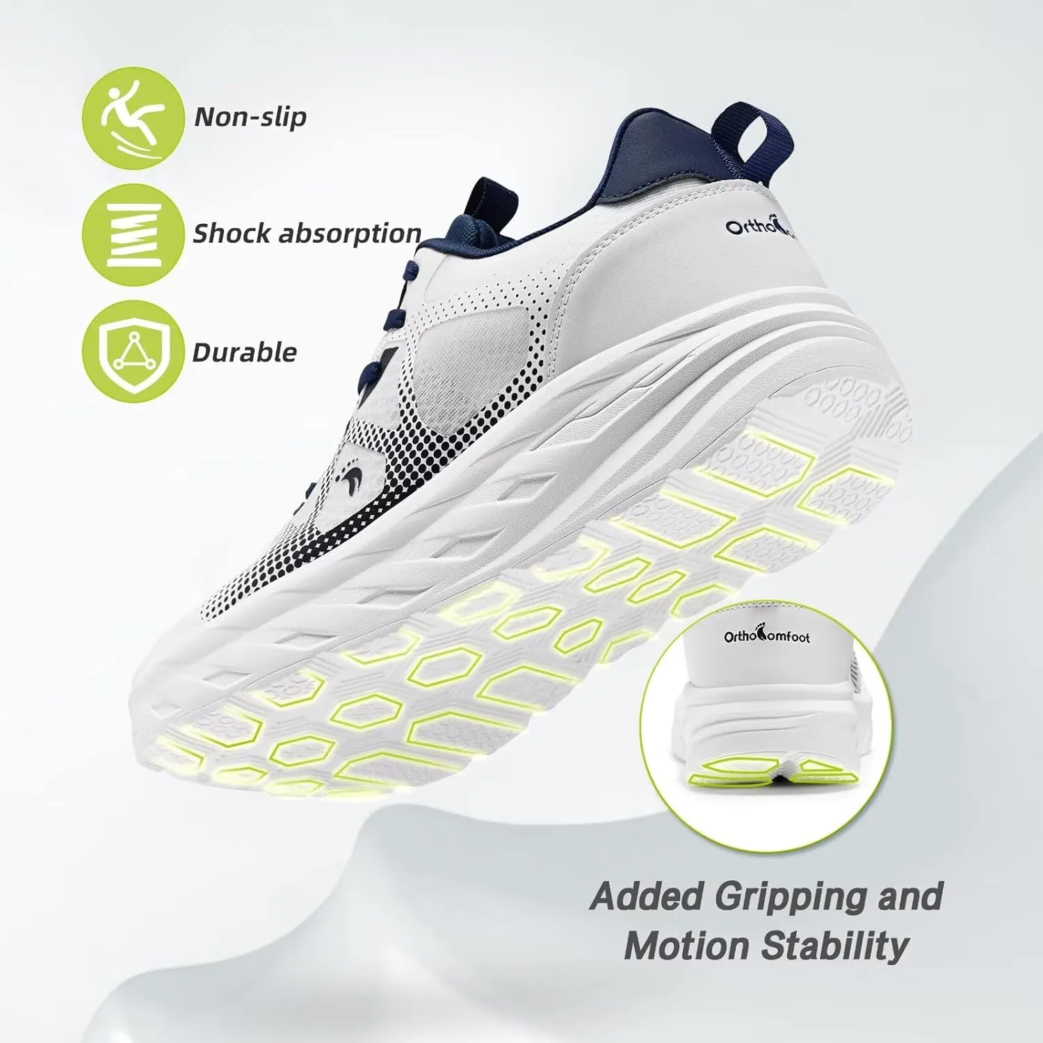 Men's Orthopedic Diabetic Wide Running Shoes: Comfortable Casual Arch Support Plantar Fasciitis Sports Sneakers, High Arch Swollen Outdoor Work Tennis Walking Shoes for Foot and Heel Pain Relief