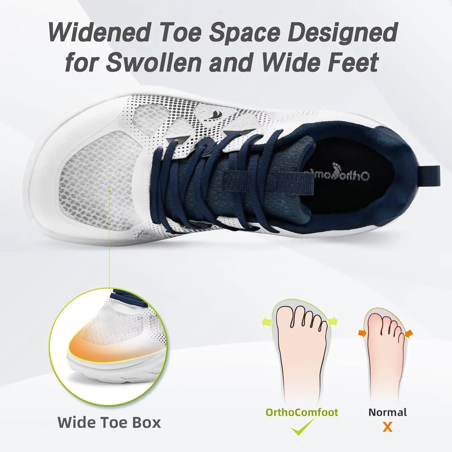 Men's Orthopedic Diabetic Wide Running Shoes: Comfortable Casual Arch Support Plantar Fasciitis Sports Sneakers, High Arch Swollen Outdoor Work Tennis Walking Shoes for Foot and Heel Pain Relief
