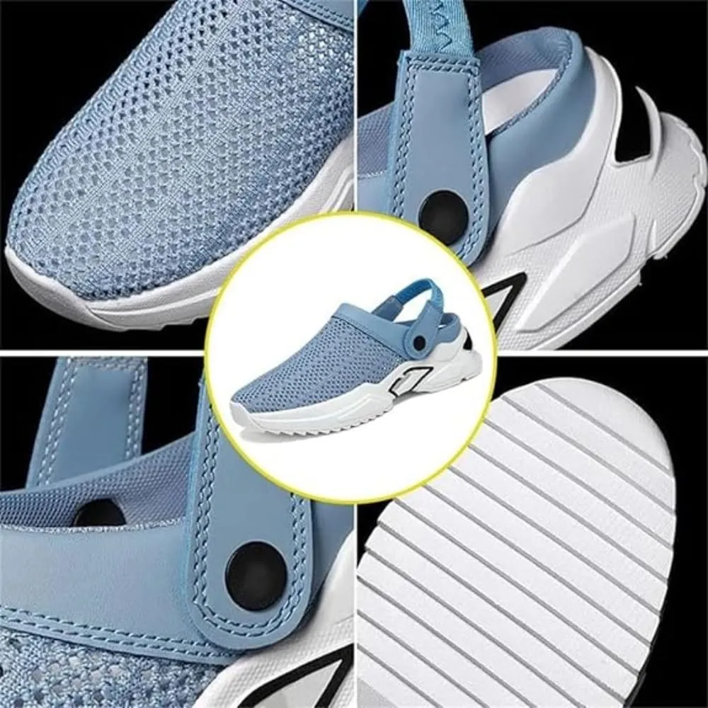 Men's Orthopedic Hollow-out Summer Sandals, Breathable With Arch Support Knit Mesh Walking Shoes, Free Slip On Outdoor Beach Sandals