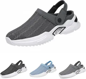 Men's Orthopedic Hollow-out Summer Sandals, Breathable With Arch Support Knit Mesh Walking Shoes, Free Slip On Outdoor Beach Sandals
