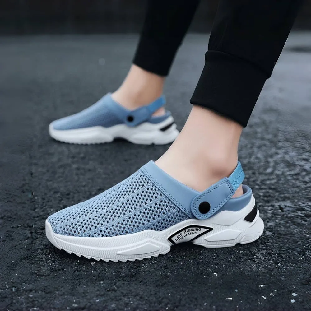 Men's Orthopedic Hollow-out Summer Sandals, Breathable With Arch Support Knit Mesh Walking Shoes, Free Slip On Outdoor Beach Sandals