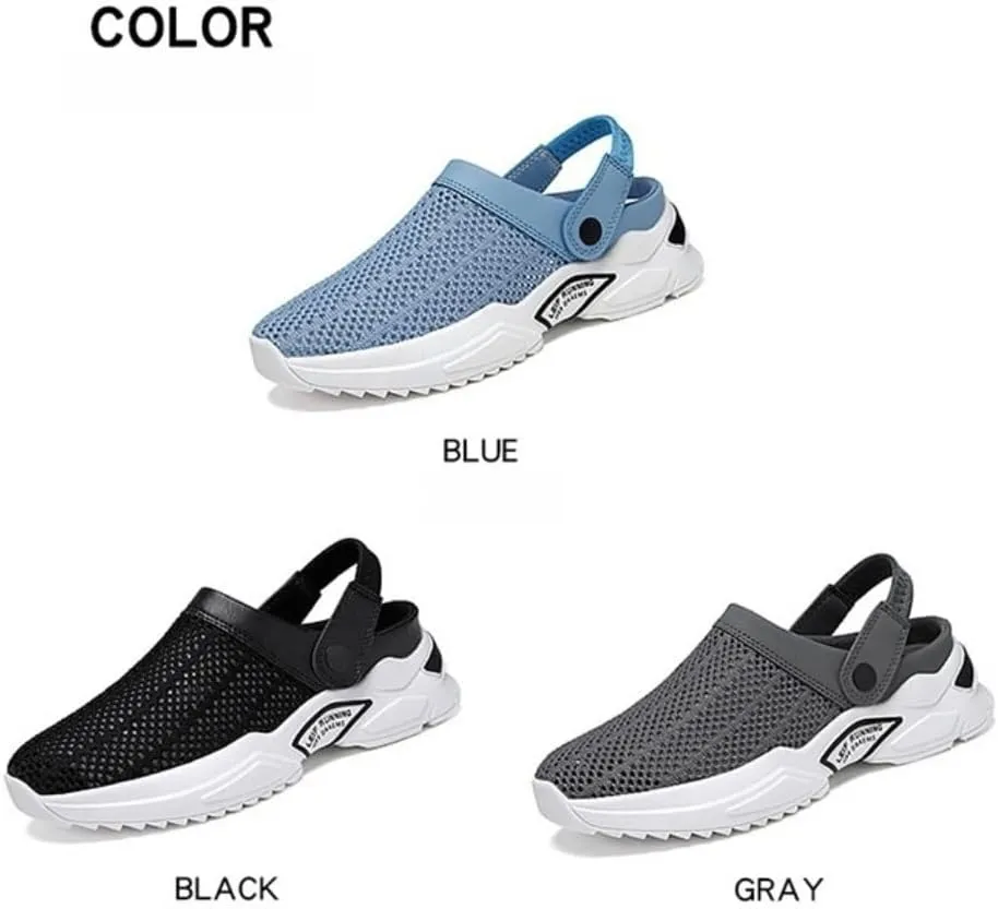 Men's Orthopedic Hollow-out Summer Sandals, Breathable With Arch Support Knit Mesh Walking Shoes, Free Slip On Outdoor Beach Sandals