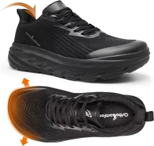 Men's Orthopedic Wide Sneakers: Comfortable Arch Support High Arch Athletic Outdoor Shoes, Stability Diabetic Plantar Fasciitis Hammer Toes Relief Camping Sneakers Black Size 10