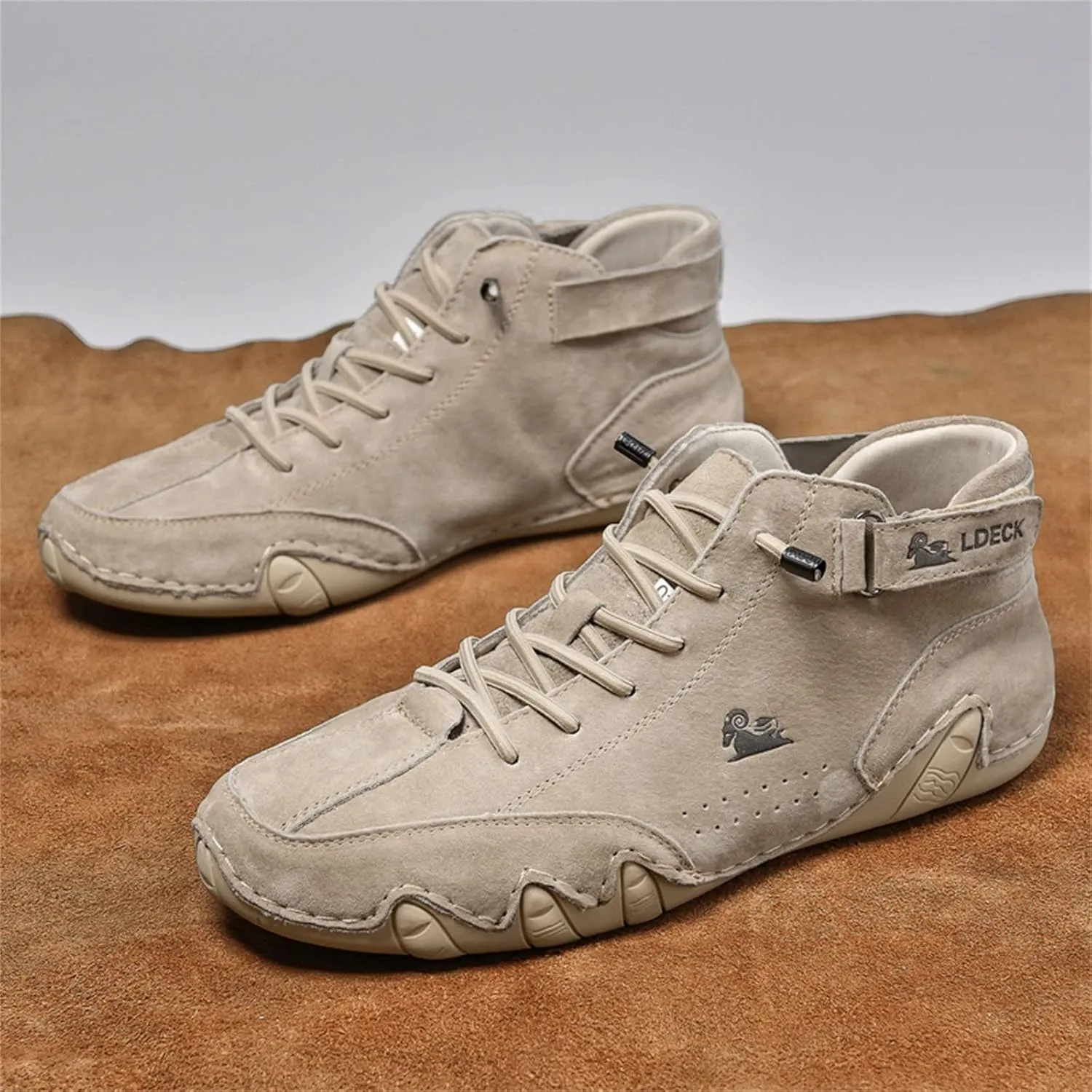 Mens Shoes High Top Lace Up Hook Loop Sport Shoes Casual Shoes Mens Plus Size Ankle Boots Flat Bottom Boots Men