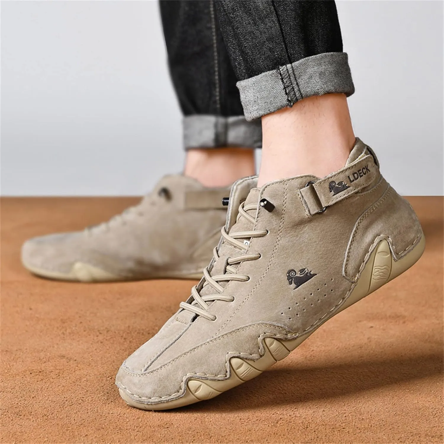 Mens Shoes High Top Lace Up Hook Loop Sport Shoes Casual Shoes Mens Plus Size Ankle Boots Flat Bottom Boots Men