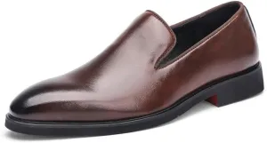 Men's Slip-Ons Loafers Retro Casual Pointed Toe Dress Shoes Comfort Business Oxford Shoes for Men