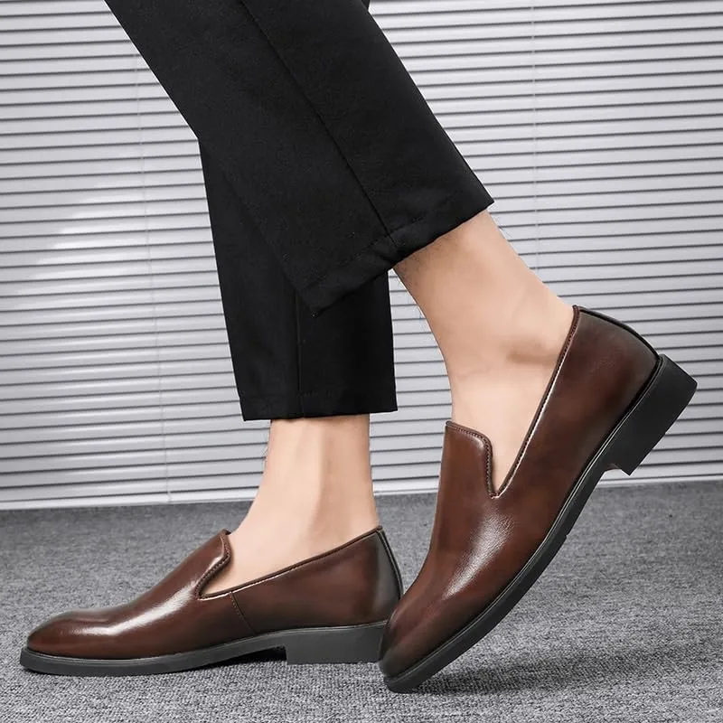 Men's Slip-Ons Loafers Retro Casual Pointed Toe Dress Shoes Comfort Business Oxford Shoes for Men