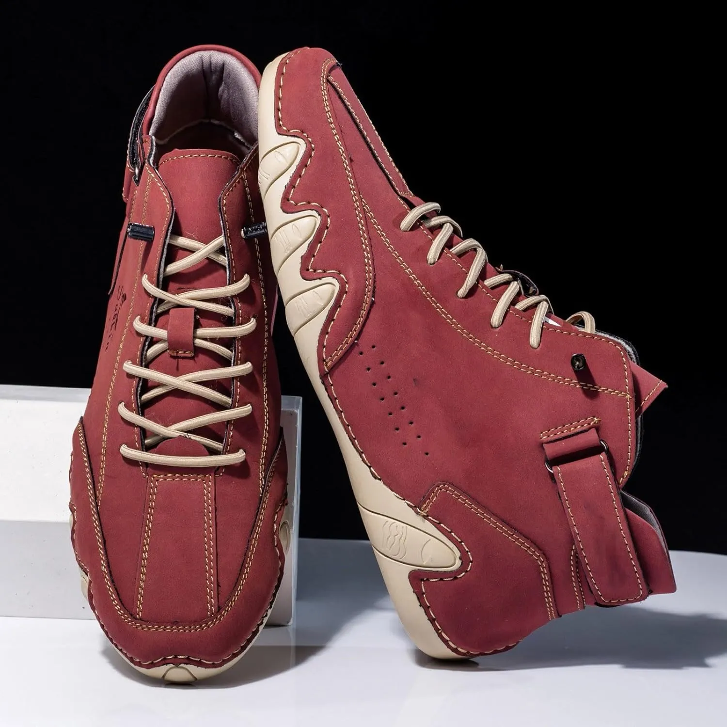 Men's Slip Shoes Couple's New Foreign Trade High Top Boots Men And Women Leisure Short Boots Trend Breathable Leather