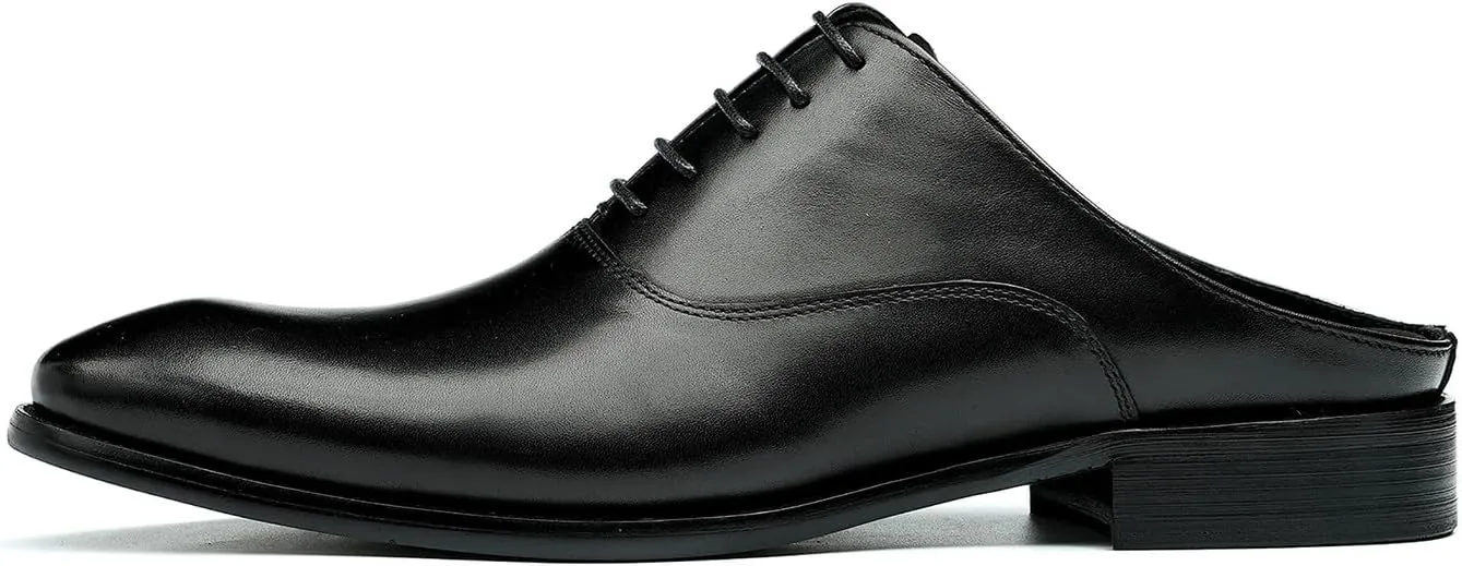 Mens Slippers Formal Dress Loafers Leather Oxfords Mules Business Casual Fashion Slip On Open Back Clogs Sandals Summer Shoes for Men