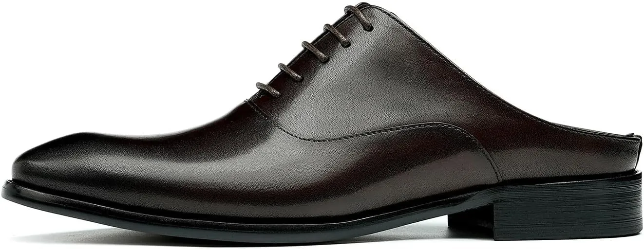 Mens Slippers Formal Dress Loafers Leather Oxfords Mules Business Casual Fashion Slip On Open Back Clogs Sandals Summer Shoes for Men