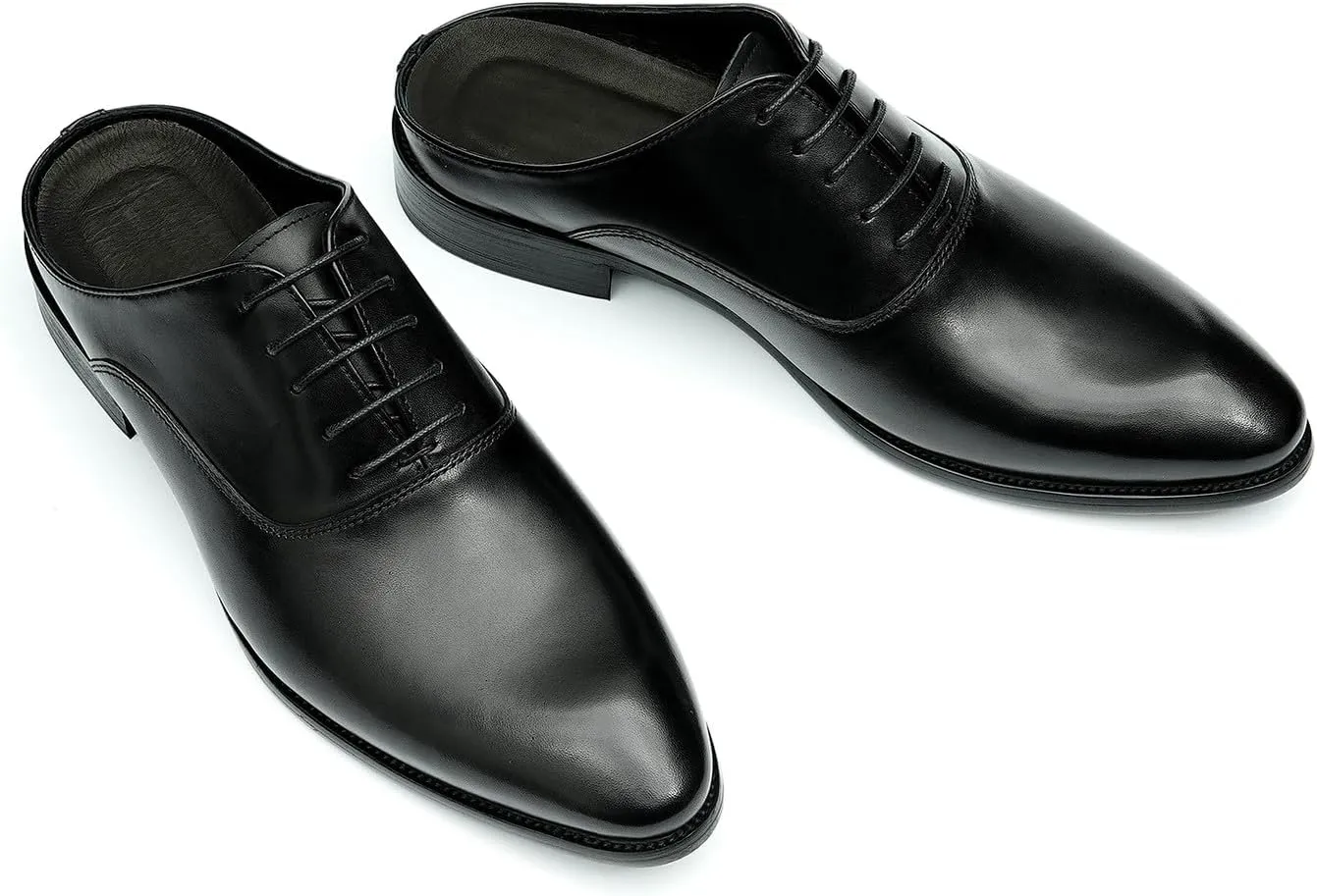 Mens Slippers Formal Dress Loafers Leather Oxfords Mules Business Casual Fashion Slip On Open Back Clogs Sandals Summer Shoes for Men
