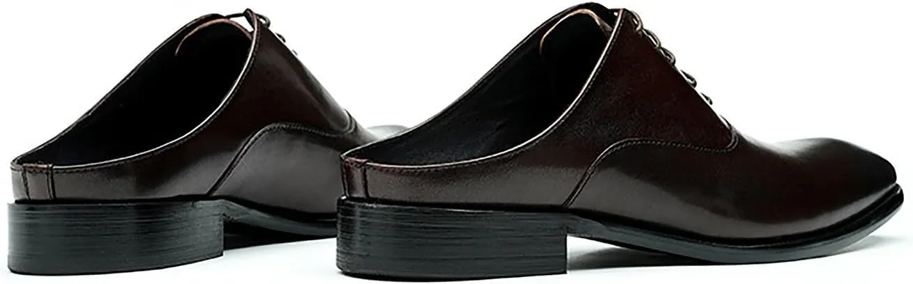 Mens Slippers Formal Dress Loafers Leather Oxfords Mules Business Casual Fashion Slip On Open Back Clogs Sandals Summer Shoes for Men