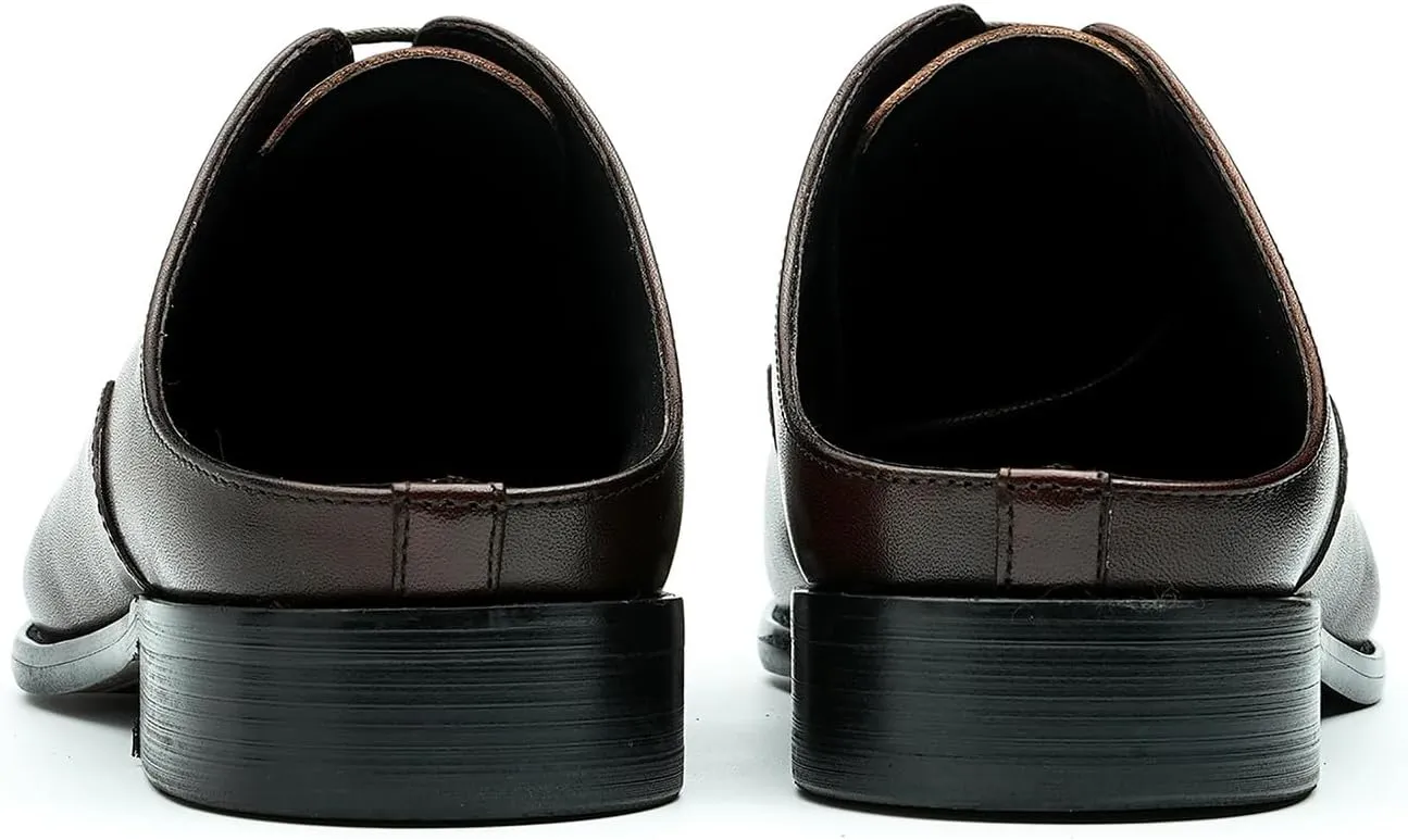 Mens Slippers Formal Dress Loafers Leather Oxfords Mules Business Casual Fashion Slip On Open Back Clogs Sandals Summer Shoes for Men