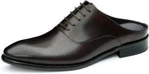 Mens Slippers Formal Dress Loafers Leather Oxfords Mules Business Casual Fashion Slip On Open Back Clogs Sandals Summer Shoes for Men