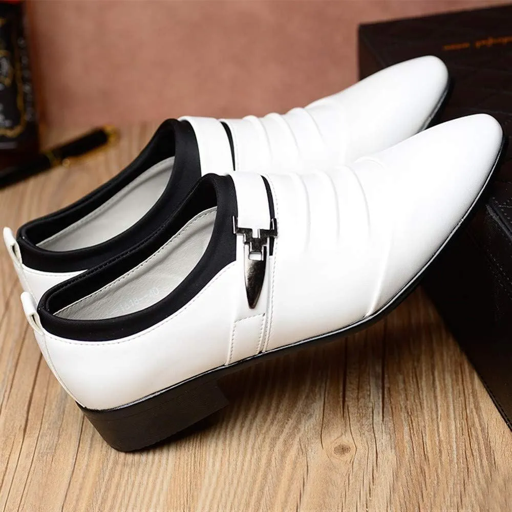 Men's Strap Buckle Slip-on Dress Loafers Shoes Formal Tuxedo Leather Shoes for Male Business Work Women Walking Sneaker