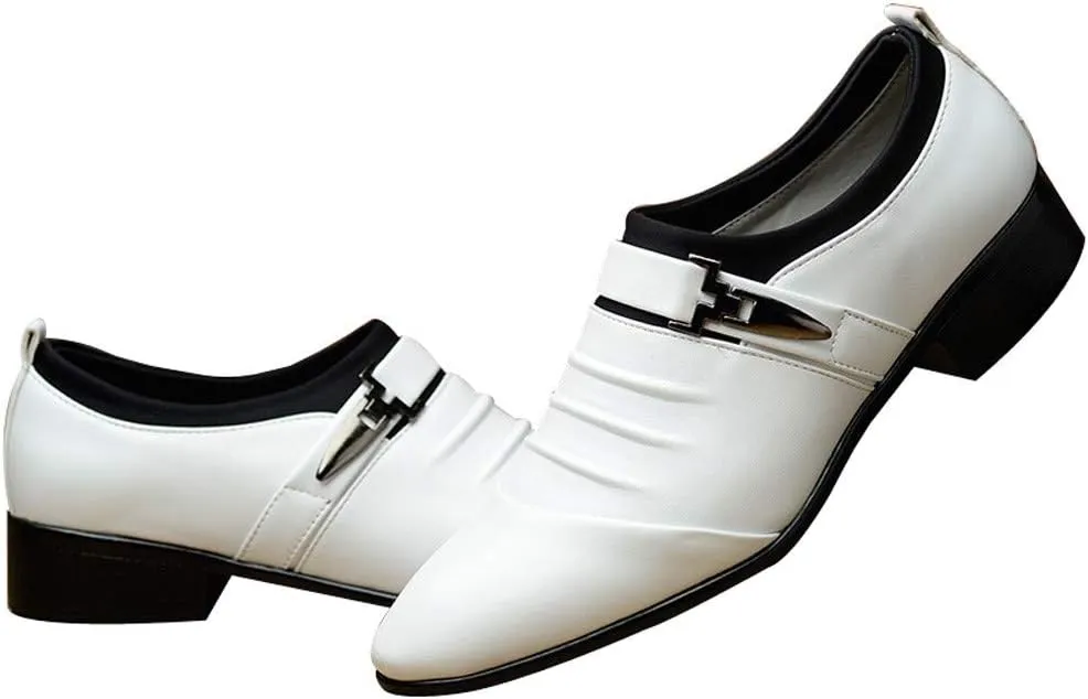 Men's Strap Buckle Slip-on Dress Loafers Shoes Formal Tuxedo Leather Shoes for Male Business Work Women Walking Sneaker