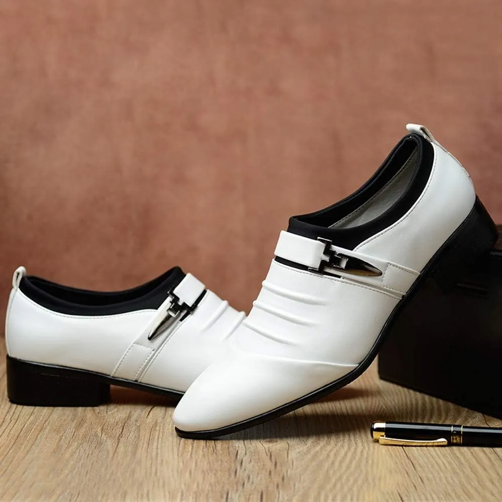 Men's Strap Buckle Slip-on Dress Loafers Shoes Formal Tuxedo Leather Shoes for Male Business Work Women Walking Sneaker