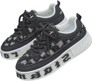Men's Street Style Skate Shoes, Comfy Non Slip Casual Up Sneakers Outdoor Activities