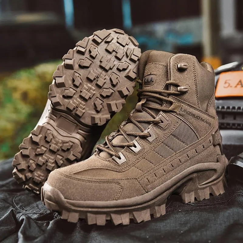 Men's Tactical Hiking Boots - Military-Grade Lightweight Combat Boots with Side Zipper, Slip-Resistant Orthopedic Sole for Outdoor Adventures/Motorcycle Riding/Military Training