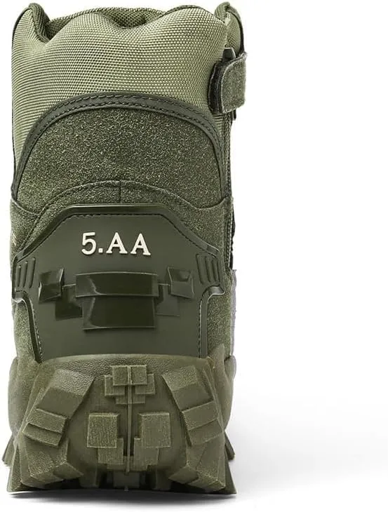 Men's Tactical Hiking Boots - Military-Grade Lightweight Combat Boots with Side Zipper, Slip-Resistant Orthopedic Sole for Outdoor Adventures/Motorcycle Riding/Military Training