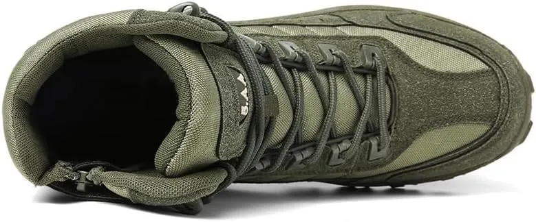 Men's Tactical Hiking Boots - Military-Grade Lightweight Combat Boots with Side Zipper, Slip-Resistant Orthopedic Sole for Outdoor Adventures/Motorcycle Riding/Military Training