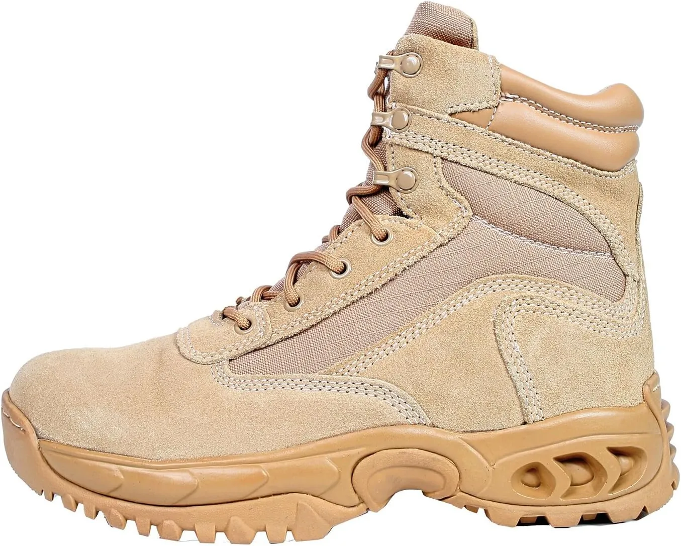 Men’s Tactical Military Combat Boots Air-Tac Desert Storm 6” with Zipper Suede Sand Tan Leather Slip Resistant Boots