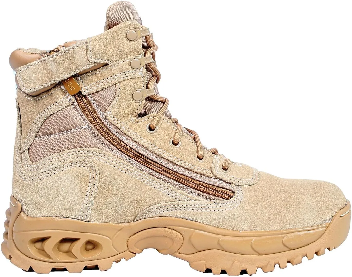 Men’s Tactical Military Combat Boots Air-Tac Desert Storm 6” with Zipper Suede Sand Tan Leather Slip Resistant Boots