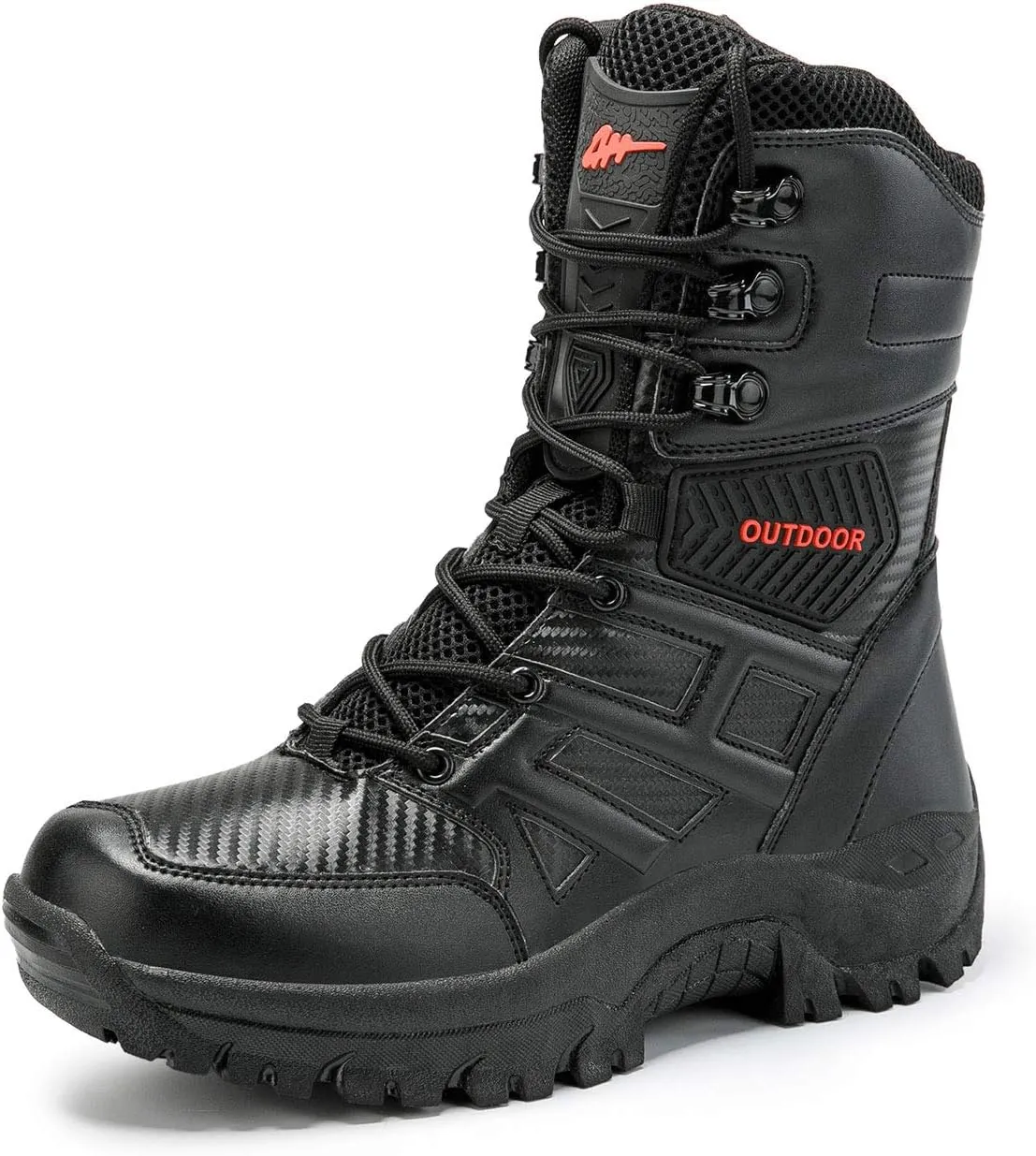 Men's Tactical Military Work Boots Side Zipper Lightweight Outdoor Motorcycle Boots Waterproof Combat Army Boots for Men