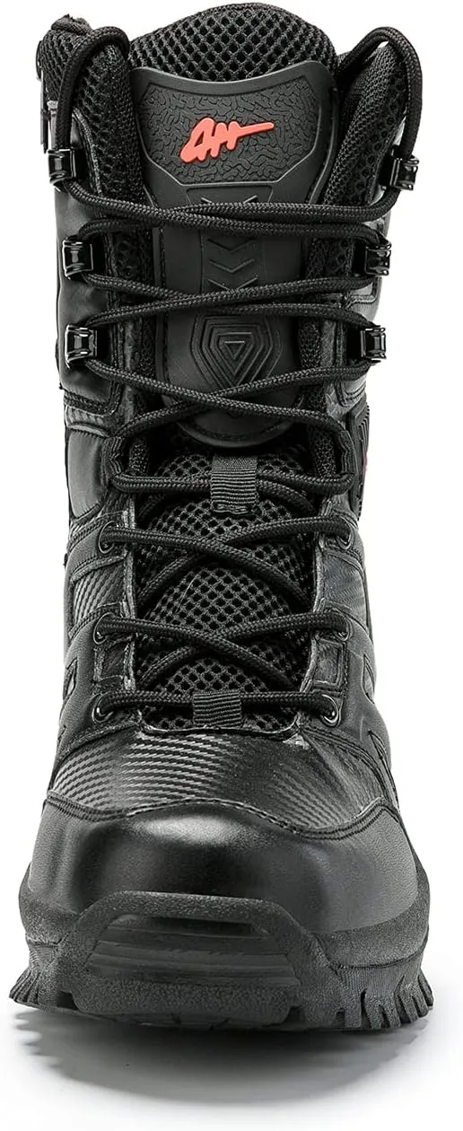 Men's Tactical Military Work Boots Side Zipper Lightweight Outdoor Motorcycle Boots Waterproof Combat Army Boots for Men
