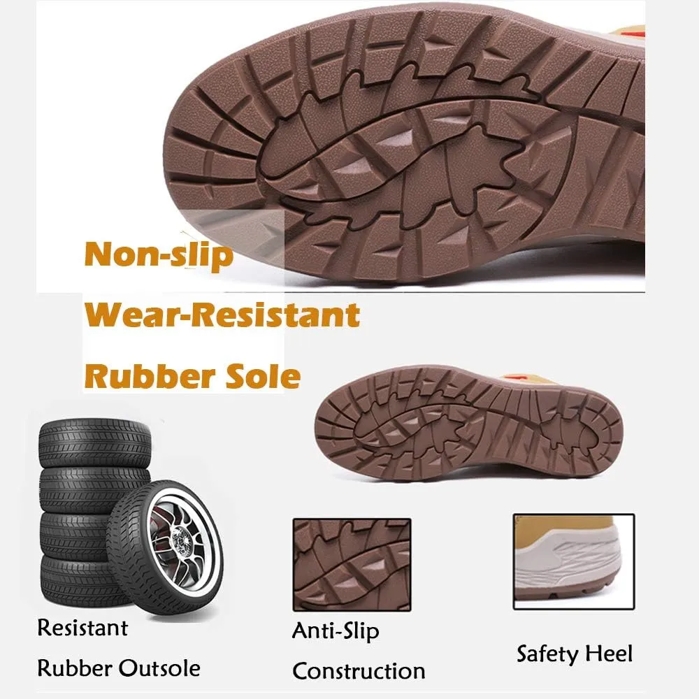 Mens Winter Snow Boots Fur Lined Warm Ankle Booties Waterproof Slip-on Sneakers Lightweight High Top Outdoor Shoes
