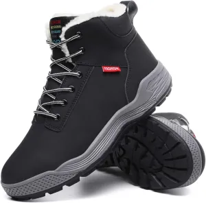 Mens Winter Snow Boots Fur Lined Warm Ankle Booties Waterproof Slip-on Sneakers Lightweight High Top Outdoor Shoes