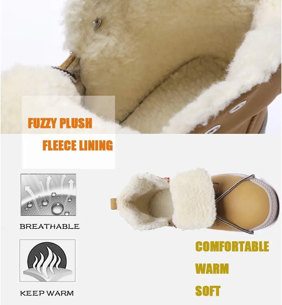 Mens Winter Snow Boots Fur Lined Warm Ankle Booties Waterproof Slip-on Sneakers Lightweight High Top Outdoor Shoes