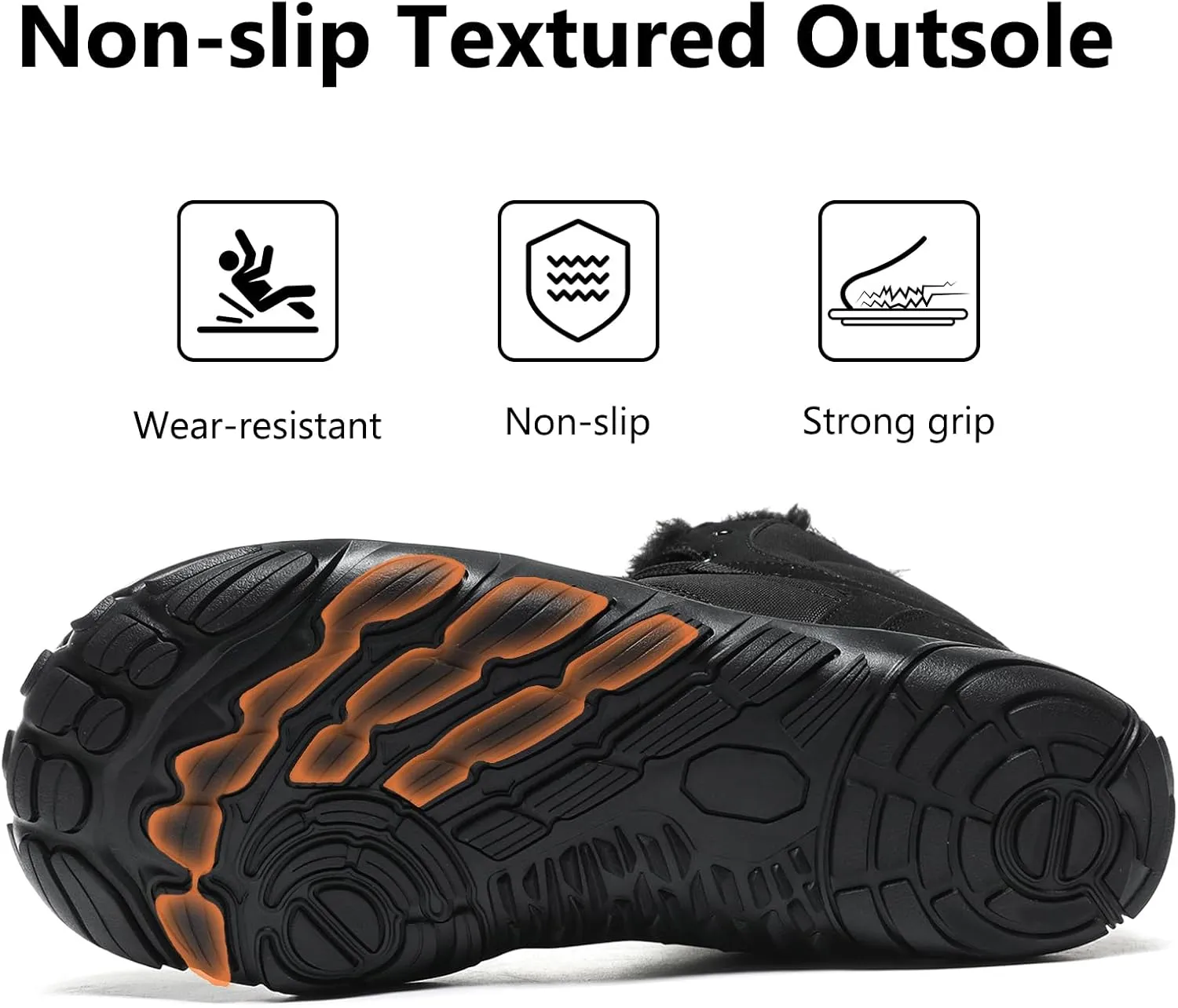Mens Womens Snow Boots Winter Barefoot Shoes Warm Fur Lined Short Ankle Booties Outdoor Anti-Slip Wide Toe Box Walking Winter Shoes