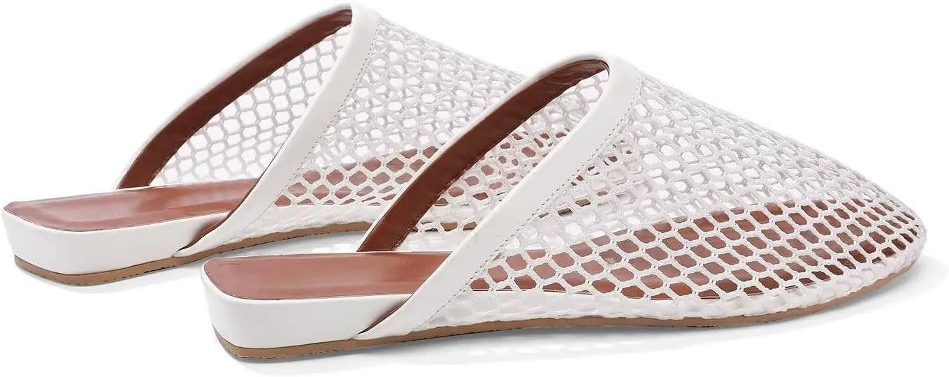 Mesh Flats for Women Ballerina Comfortable Mule Casual Round Toe Buckle Strap Ballet Mary Jane Shoes for Summer