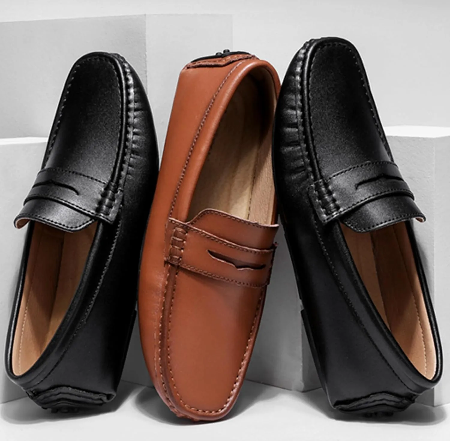 Minishion Boys Mens Comfortable Dress Shoes Loafers with Buckle Driving Moccasins YY007