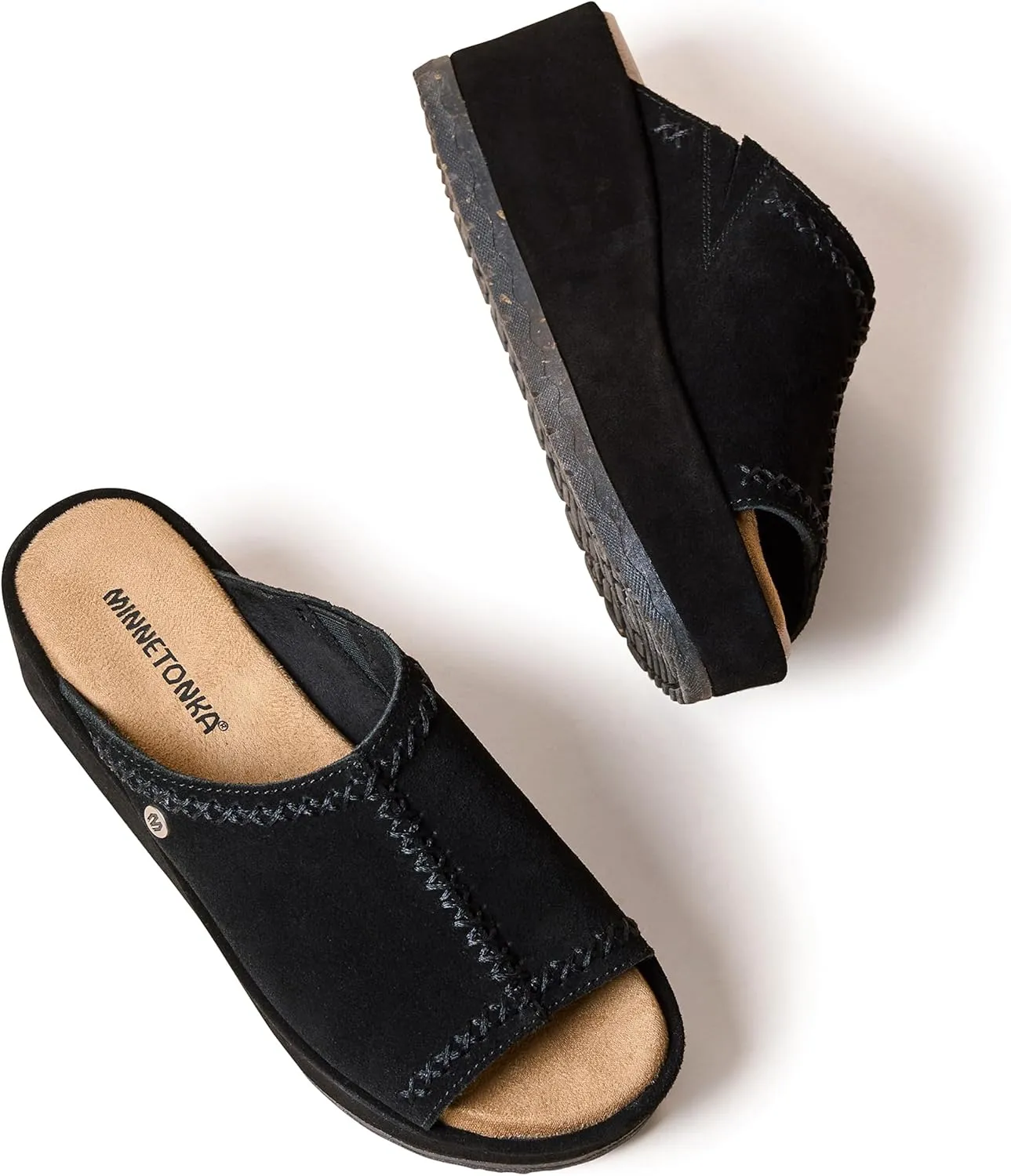 Minnetonka Paislee – Women’s Wedge Sandals with Slip-On Design, Genuine Suede, Microfiber Lining, and Thick Rubber Sole