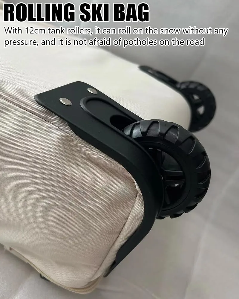 Mobile Ski Backpack with Wheels, Rolling Backpack for Snowboard, Professional Snowboard Bag for All Ski Gear, Ski Snowboard Boot Bags for Air Travel, Travel Backpack for Ski Helmet