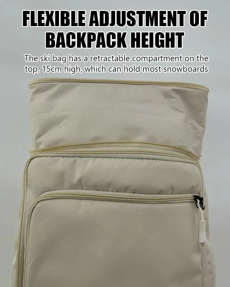 Mobile Ski Backpack with Wheels, Rolling Backpack for Snowboard, Professional Snowboard Bag for All Ski Gear, Ski Snowboard Boot Bags for Air Travel, Travel Backpack for Ski Helmet