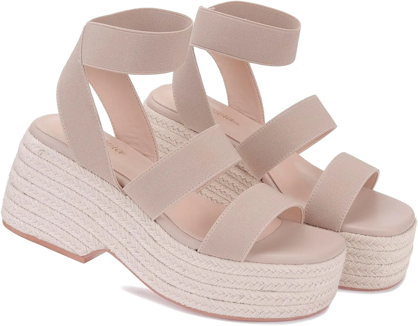 Monrovia Women's Platform Wedge Espadrille Sandals, Ankle Strap Beach Sandals