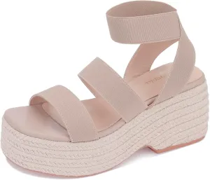 Monrovia Women's Platform Wedge Espadrille Sandals, Ankle Strap Beach Sandals