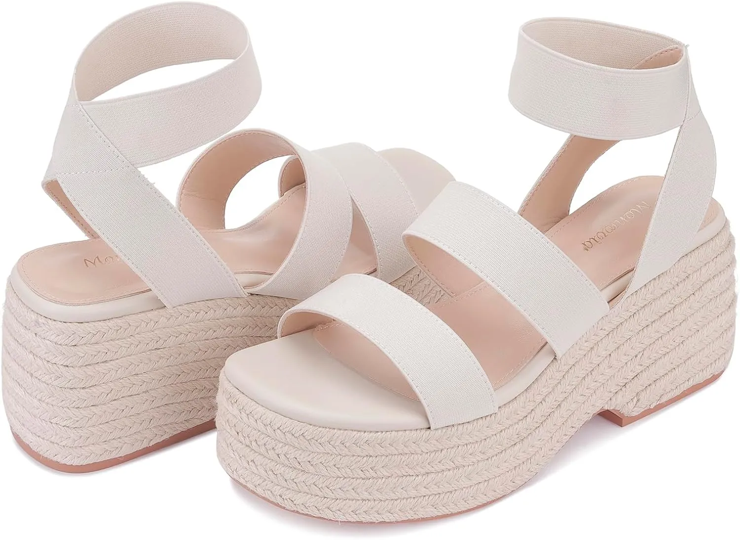 Monrovia Women's Platform Wedge Espadrille Sandals, Ankle Strap Beach Sandals