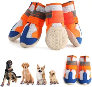 MOOB Dog Shoes Breathable Mesh Dog Boots Waterproof Dog Boots for Winter Snow, Paw Protector for Outdoor Walking Hiking, Rainy Weather, Anti-Slip Rubber Dog Booties for Hardwood Floor （Size 1）