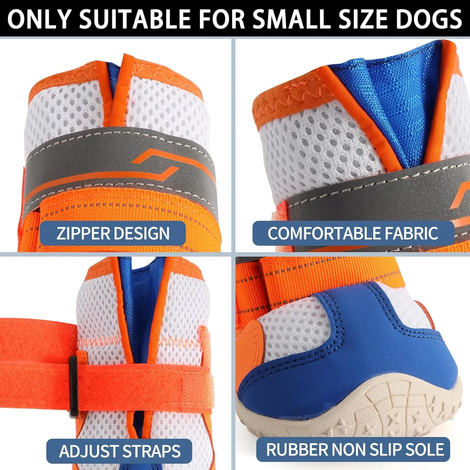MOOB Dog Shoes Breathable Mesh Dog Boots Waterproof Dog Boots for Winter Snow, Paw Protector for Outdoor Walking Hiking, Rainy Weather, Anti-Slip Rubber Dog Booties for Hardwood Floor （Size 1）
